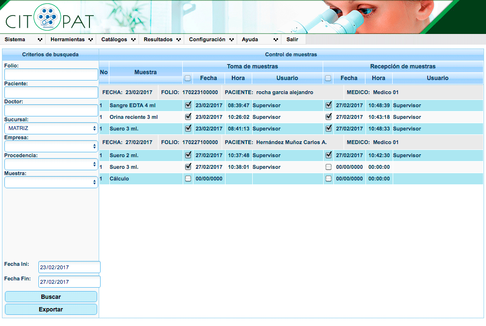 Lleva el control de las muestras realizadas con Citopat software para laboratorios de patología